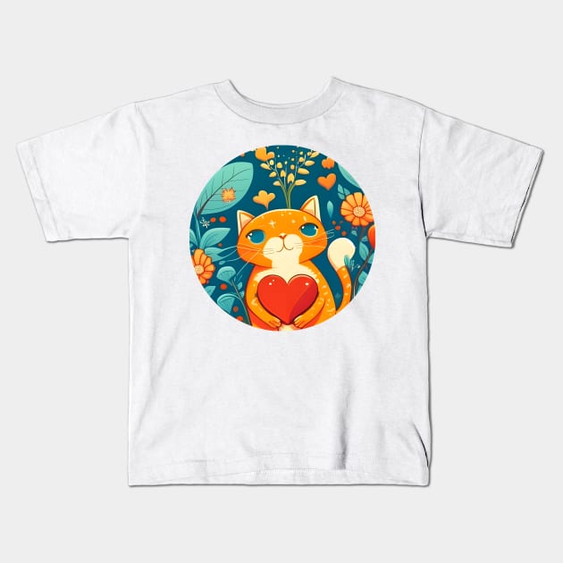 You're The Cat Meow Of My Heart - Love Cats Kids T-Shirt by Daphne R. Ellington